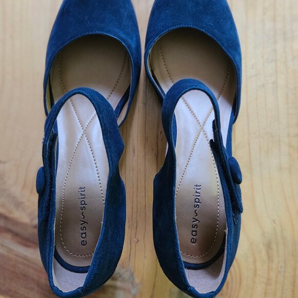 Navy Mary Janes with 2" Heel - Easy Spirit - Size 9 NARROW (Like New) - Picture 2 of 5